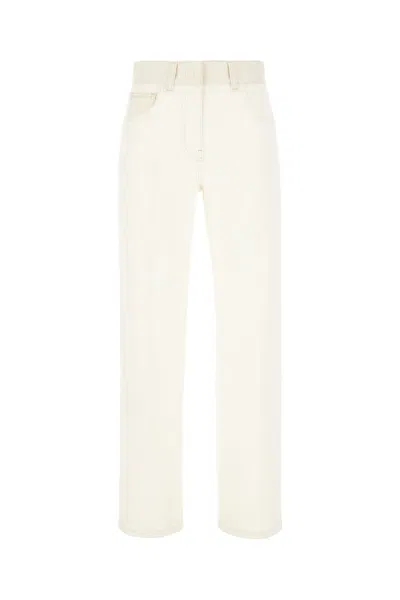 Fendi Multicolor Denim Jeans In Beige