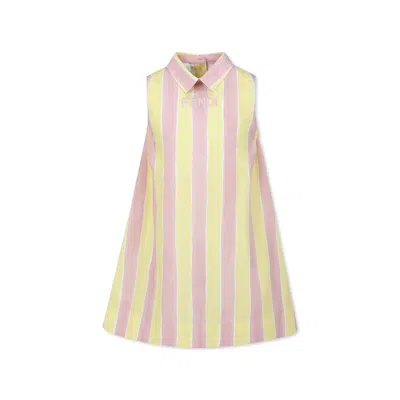 Fendi Kids' Multicolor Dress For Girl With Logo