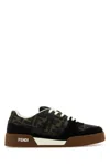 Fendi Match Suede Sneakers With Jacquard Ff Fabric Inserts