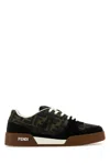 Fendi Match Suede Sneakers With Jacquard Ff Fabric Inserts