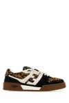 Fendi Low-top Platform In Multicolor Cavallino Calfskin And Suede In Brown