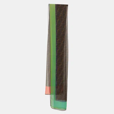 Pre-owned Fendi Multicolor Ff Print Chiffon Scarf