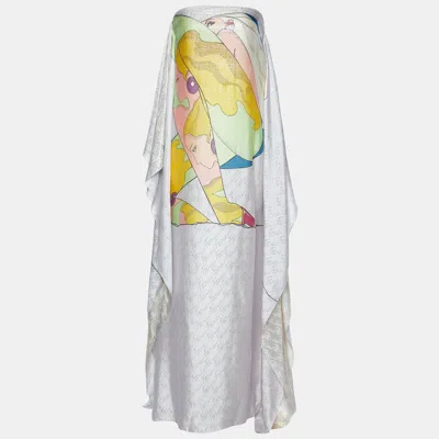 Pre-owned Fendi Multicolor Girl Printed Jacquard Strapless Maxi Dress S