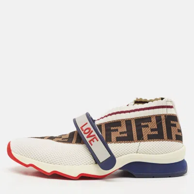 Pre-owned Fendi Multicolor Knit Fabric Rockoko Sneakers Size 37.5