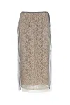 Fendi White Floral Lace Layered Midi Skirt In Multicolor