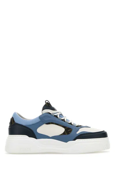 Fendi Multicolor Lace Up Sneakers In Blue