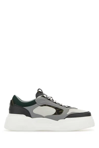 Fendi Chunky Sole Round Toe Sneakers With Panels In Multi