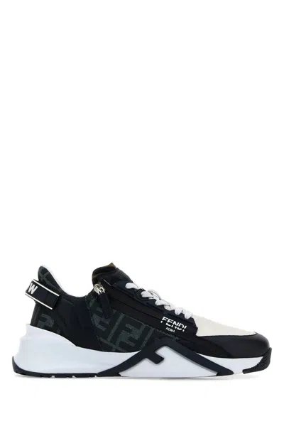 Fendi Multicolor Leather And Denim Flow Sneakers