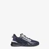 Fendi Multicolor Leather And Fabric  Flow Sneakers In Black