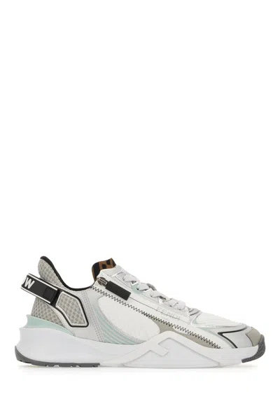 Fendi Multicolor Leather And Fabric Flow Sneakers