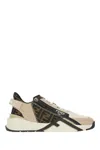 Fendi Beige Leather Sneakers With Ff Motif In Multi