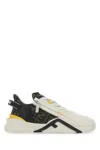 Fendi Multicolor Leather And Fabric Flow Sneakers In Bianco