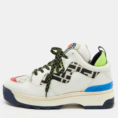Pre-owned Fendi Multicolor Leather And Mesh Ff Chunky Lace Up Sneakers Size 38
