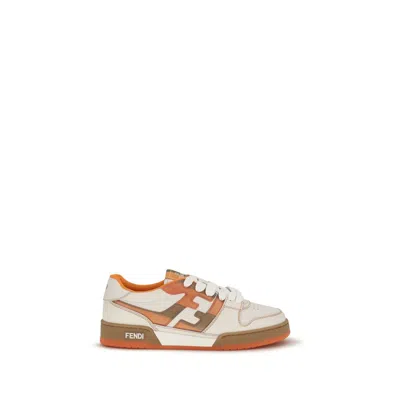 Fendi Multicolor Leather Athletic Sneakers In White