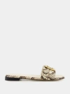 Fendi Multicolor Leather Ffold Slippers In Black