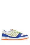 Fendi Men Leather Sneakers With Ff Lateral Logo In Blue
