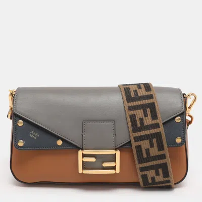 Pre-owned Fendi Multicolor Leather Medium Flip Baguette Crossbody Bag