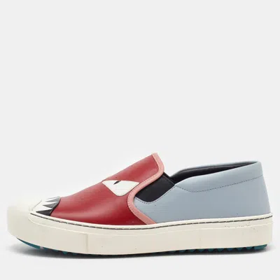 Pre-owned Fendi Multicolor Leather Monster Slip On Sneakers Size 40