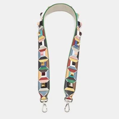 Pre-owned Fendi Multicolor Leather Studded Strap You Shoulder Bag Strap