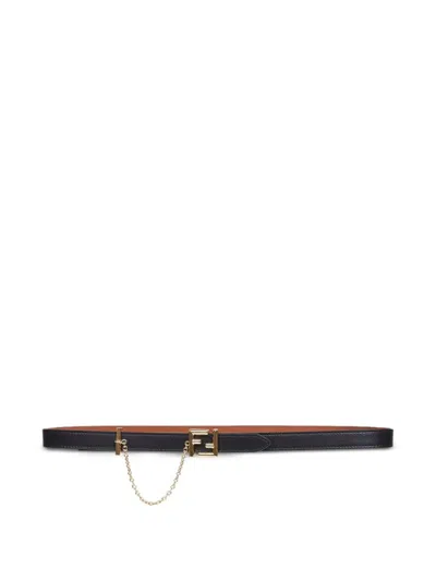 Fendi Multicolor Logo Buckle Reversible Belt In Brown