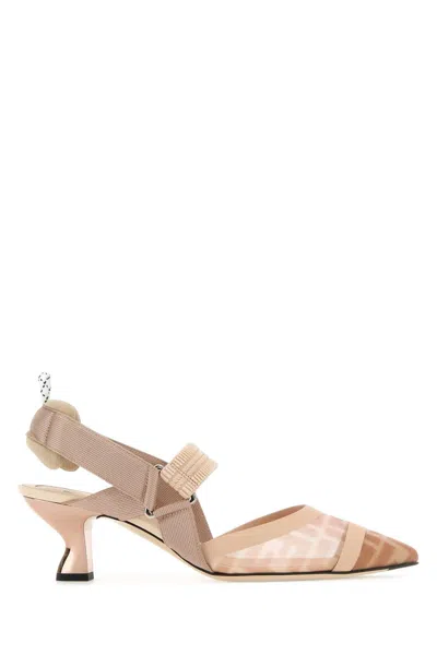 FENDI FENDI MULTICOLOR MESH AND FABRIC COLIBRÃ¬ PUMPS
