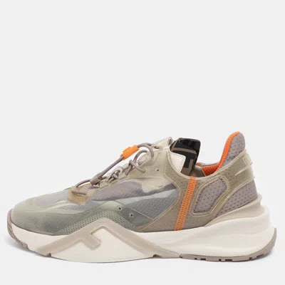 Pre-owned Fendi Multicolor Mesh And Rubber Flow Sneakers Size 41