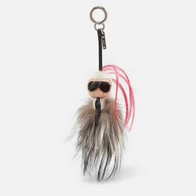 Pre-owned Fendi Multicolor Mink Fur And Leather Karlito Bag Charm