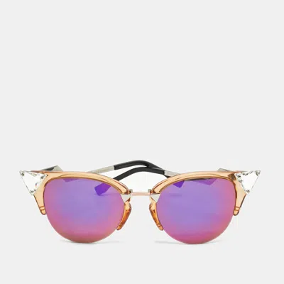 Pre-owned Fendi Multicolor Mirrored Ff0041 Crystal Embellished Cat Eye Sunglasses