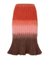 Fendi Gradient Mohair And Wool High-waisted Midi Skirt Clothing In Red