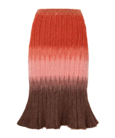 FENDI FENDI GRADIENT FLARED KNIT SKIRT