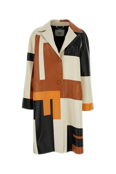 FENDI MULTICOLOR NAPPA LEATHER OVERCOAT