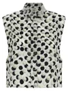 Fendi Cropped Top Dot Pattern Collared Sleeveless In Black