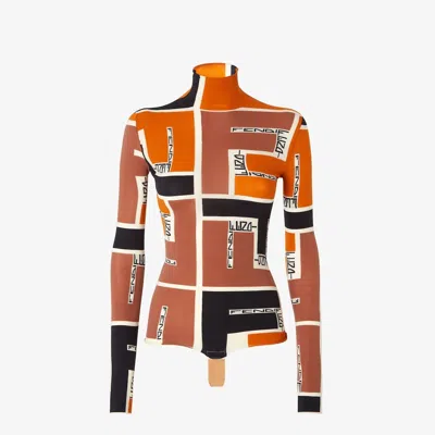 Fendi Multicolor Printed Lightweight Top In Brown