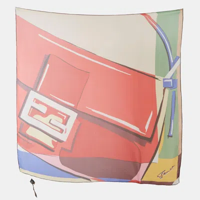 Pre-owned Fendi Multicolor Printed Silk Scarf