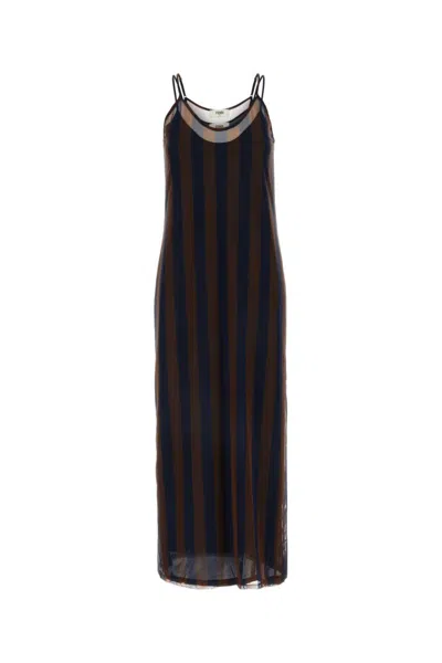 FENDI MULTICOLOR PRINTED STRETCH TULLE DRESS