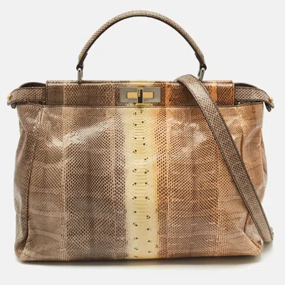 Pre-owned Fendi Multicolor Python Large Peekaboo Top Handle Bag