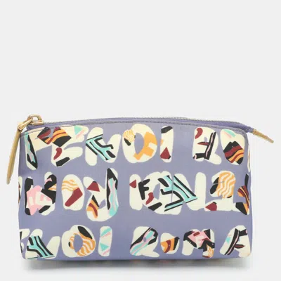 Pre-owned Fendi Multicolor Roma Printed Nylon Cosmetic Pouch
