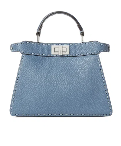 Fendi Multicolor Selleria Bag With 556 Hand-sewn Topstitches In Blue