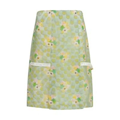 Fendi Multicolor Silk Midi Skirt In Green