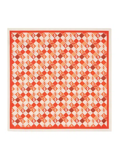 Fendi Multicolor Square Scarf With All-over Geometric Print And Ff Motif In Silk Woman