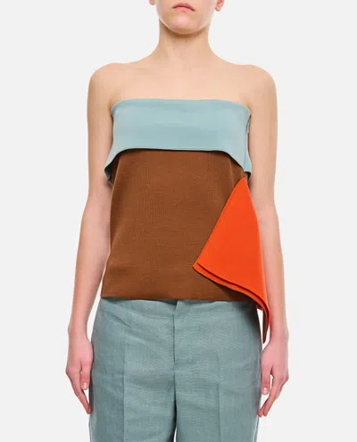 FENDI MULTICOLOR STRAPLESS TOP