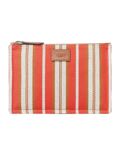 Fendi Multicolour Striped Canvas Pouch