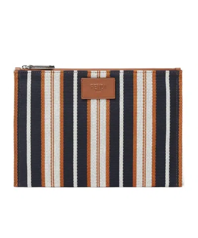 Fendi Multicolour Striped Canvas Pouch