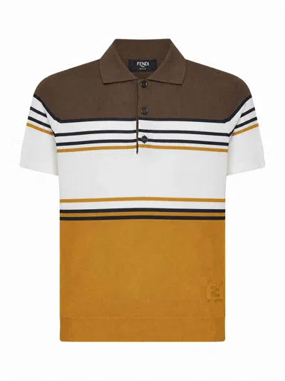 Fendi Multicolor Striped Color Block Viscose Knit Polo Shirt