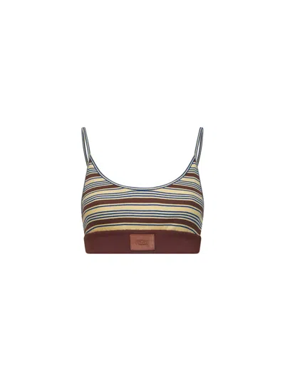 Fendi Multicolor Striped Cotton Knit Bralette Top