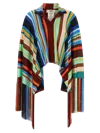 Fendi Multicolor Striped Viscose Poncho In Multicolor