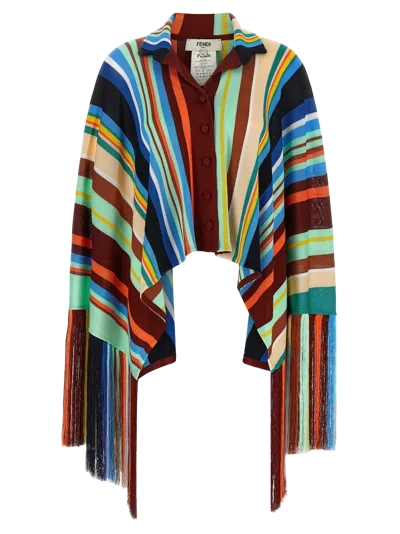 Fendi Multicolor Striped Viscose Poncho