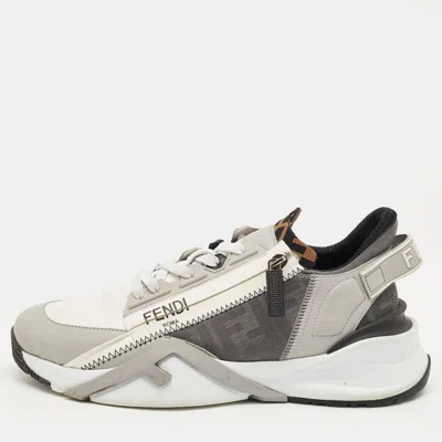 Pre-owned Fendi Multicolor Suede And Mesh Flow Low Top Sneakers Size 40