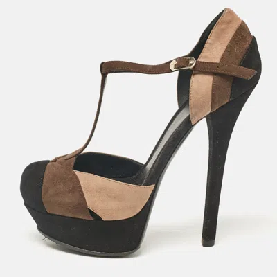 Pre-owned Fendi Multicolor Suede Mary Jane Pumps Size 38