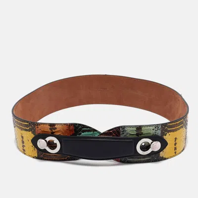 Pre-owned Fendi Multicolor Watersnake Leather Waist Belt 85cm